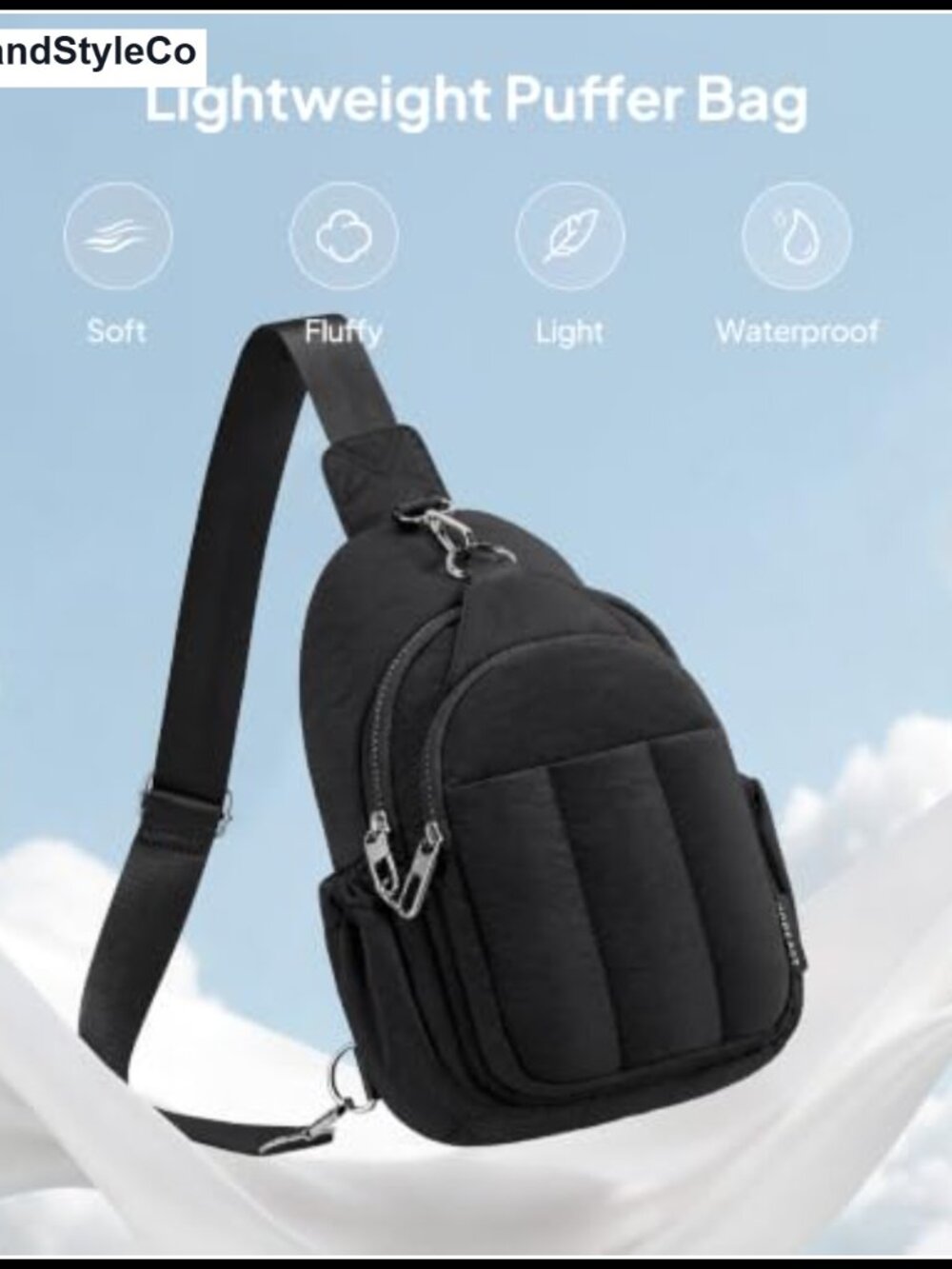 Anti-Theft Crossbody Sling Bag RFID Blocking Water-Resistant Puffer Purse - Picture 6 of 6
